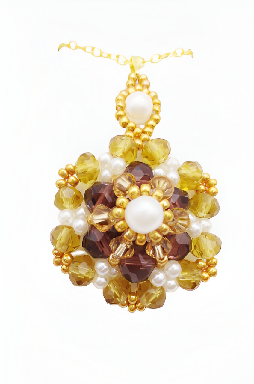 Large pendant crystals pearls handmade jewelry jewellery