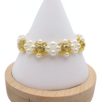Yellow Crystal pearl bracelet jewellery jewelry handmade