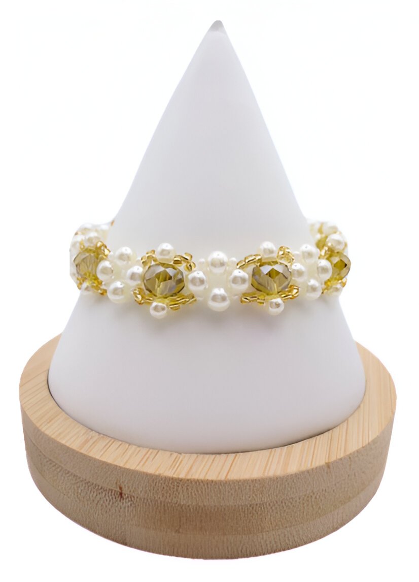 Yellow Crystal pearl bracelet jewellery jewelry handmade