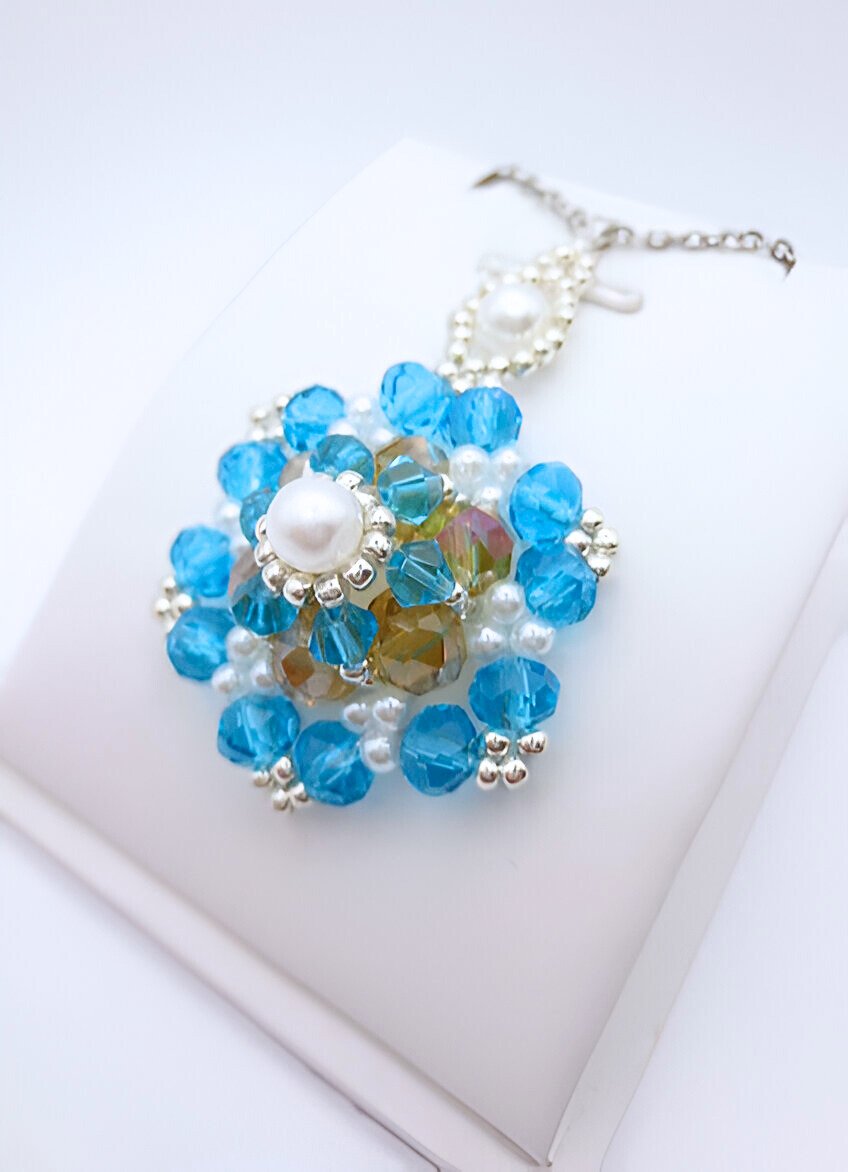 Large pendant crystals pearls handmade jewelry jewellery