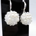 White beaded crystal earrings jewelry jewellery handmade