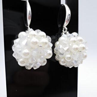White beaded crystal earrings jewelry jewellery handmade