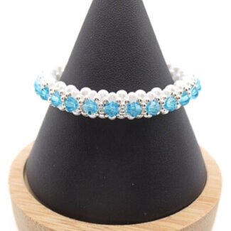 Pearls blue crystals bracelet handmade jewelry jewellery