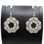 Silver beaded pearl earrings jewelry jewellery handmade