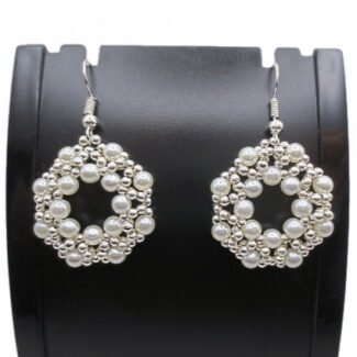 Silver beaded pearl earrings jewelry jewellery handmade