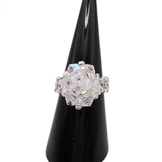 Clear crystal ring handmade handcrafted