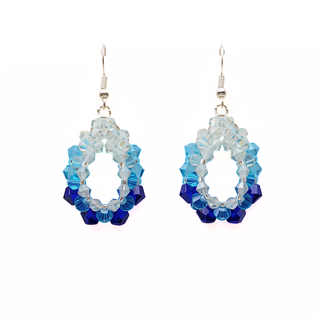 graduated blue crystal earrings jewellery jewelry handmade