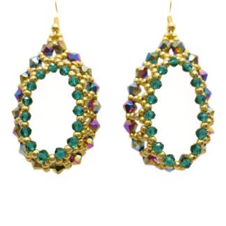 Green crystal beaded earrings jewelry jewellery handmade