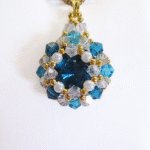 Large crystals pearls ocean blue pendant handmade jewellery jewelry