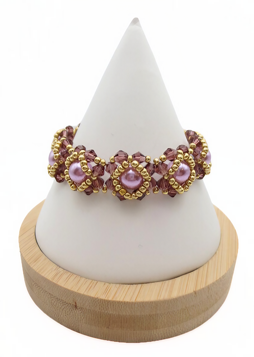 Purple crystal pearls bracelet handmade jewelry jewellery