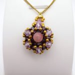 Purple gold tourmaline crystal pendant jewellery jewelry handmade