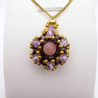 Purple gold tourmaline crystal pendant jewellery jewelry handmade