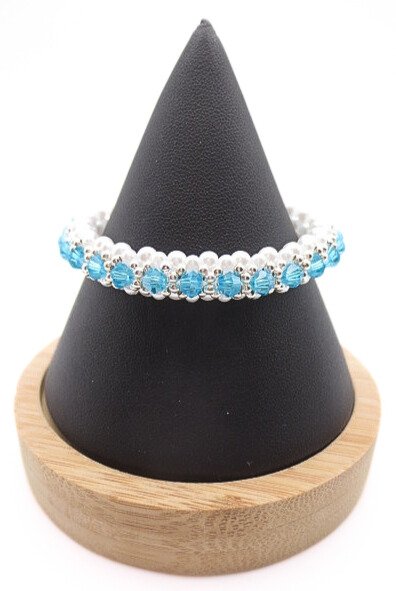 Pearls blue crystals bracelet handmade jewelry jewellery