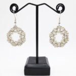 Silver beaded pearl earrings jewelry jewellery handmade