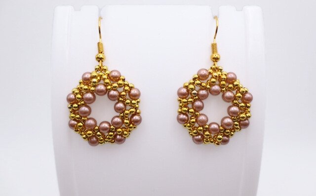 Gold beaded pearl earrings jewelry jewellery handmade
