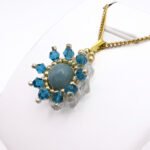 Aquamarine gemstone crystal pendant handmade jewellery jewelry