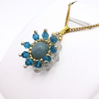 Aquamarine gemstone crystal pendant handmade jewellery jewelry