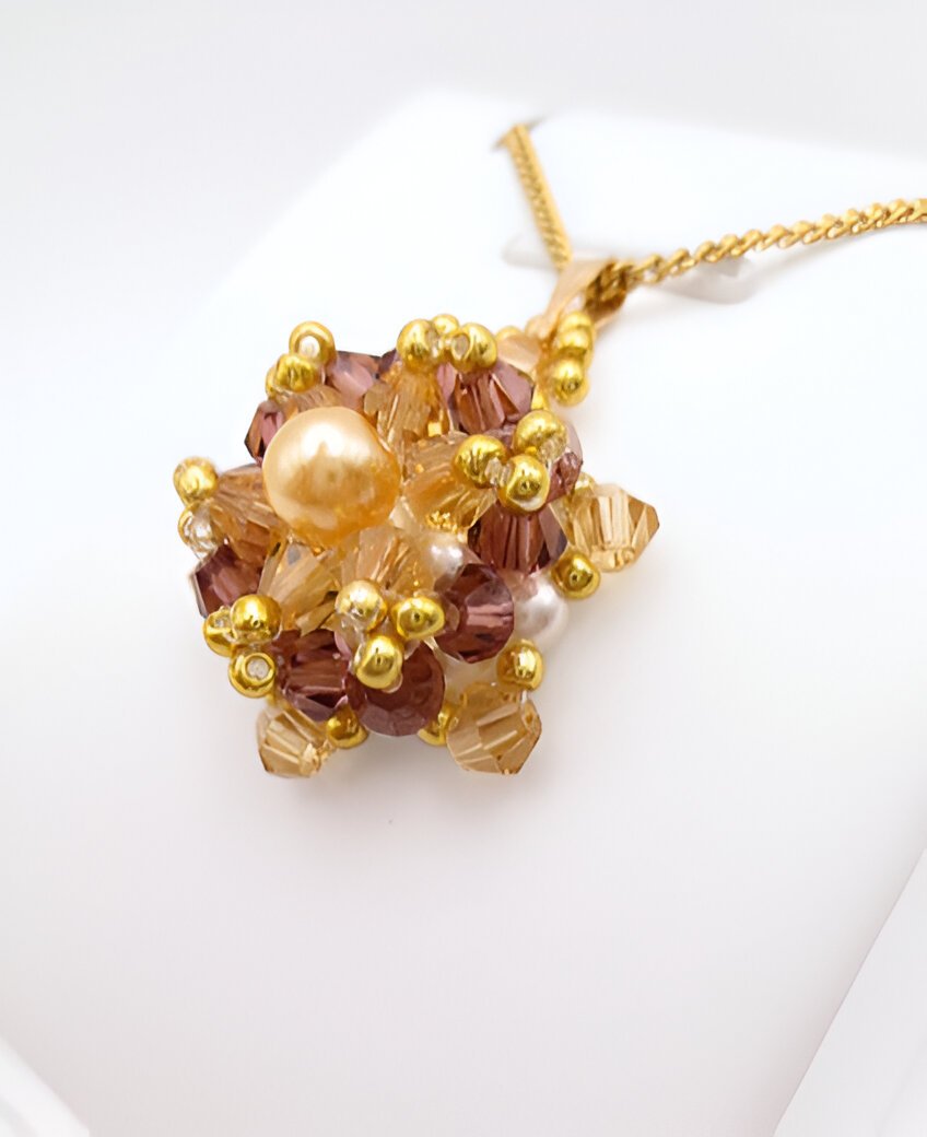 Pearl crystal pendant handmade jewellery jewelry