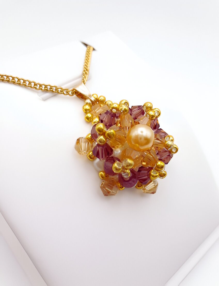 Pearl crystal pendant handmade jewellery jewelry