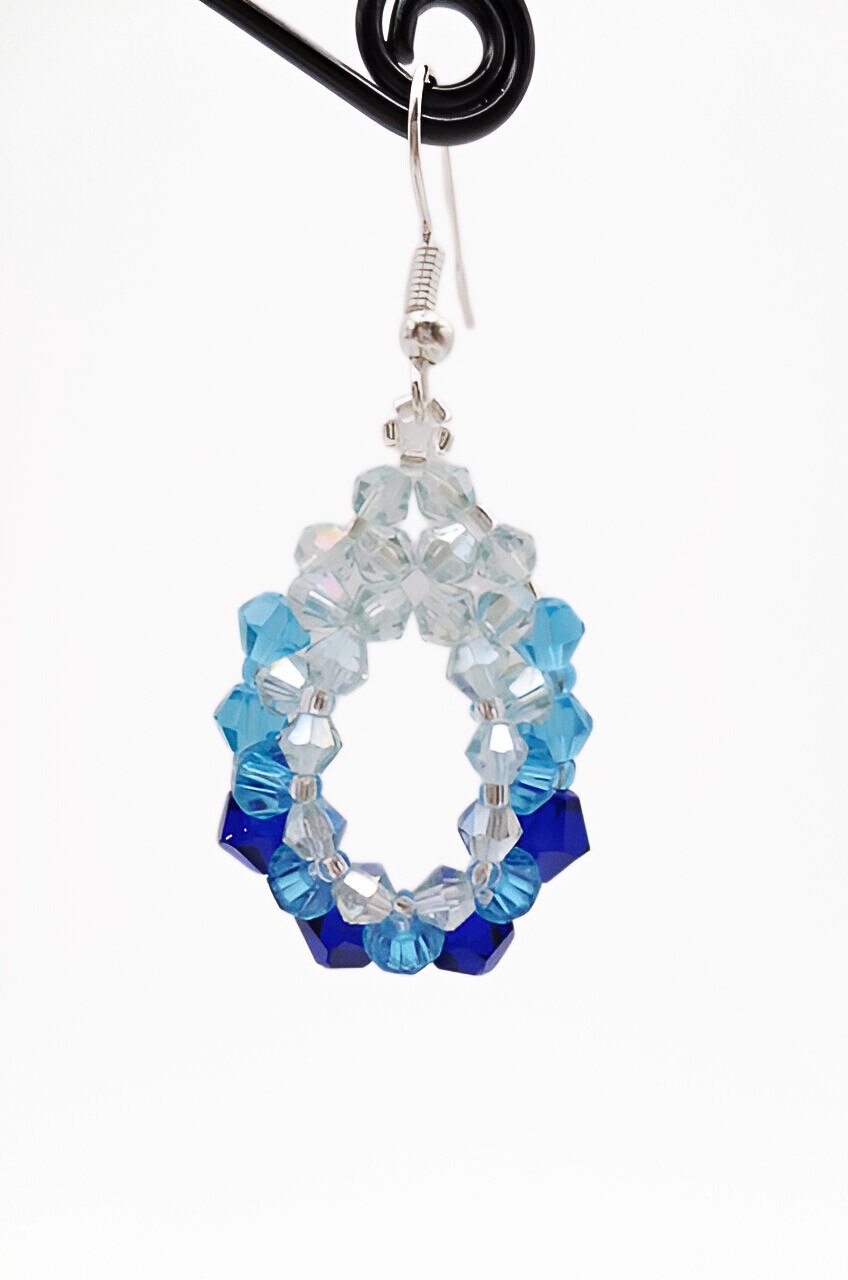 graduated blue crystal earrings jewellery jewelry handmade