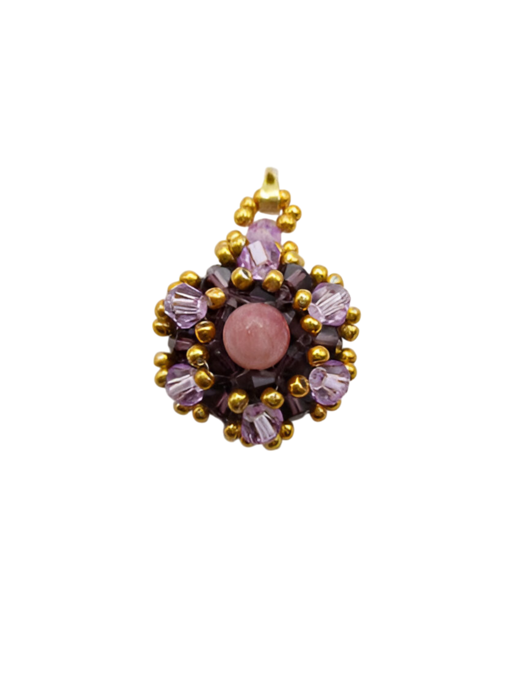 Purple gold tourmaline crystal pendant jewellery jewelry handmade