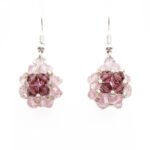 Pink purple pearl crystal earrings jewelry jewellery handmade