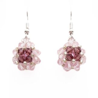 Pink purple pearl crystal earrings jewelry jewellery handmade