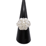 White pearl crystal ring handmade handcrafted