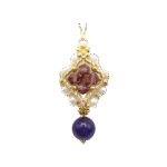 Crystal pearl gemstone pendant purple amethyst drop