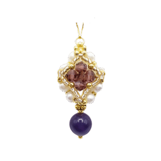 Crystal pearl gemstone pendant purple amethyst drop
