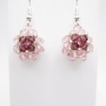 Pink purple pearl crystal earrings jewelry jewellery handmade