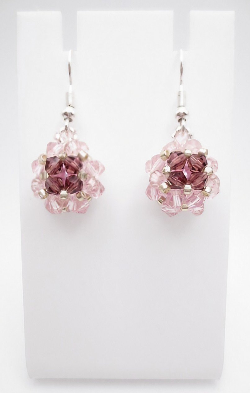 Pink purple pearl crystal earrings jewelry jewellery handmade