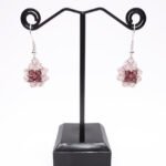 Pink purple pearl crystal earrings jewelry jewellery handmade