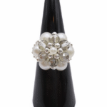 Crystal pearl floral ring handmade handcrafted