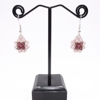 Pink purple pearl crystal earrings jewelry jewellery handmade