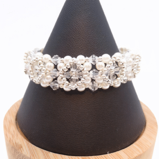 White crystal pearl bracelet handmade jewelry jewellery