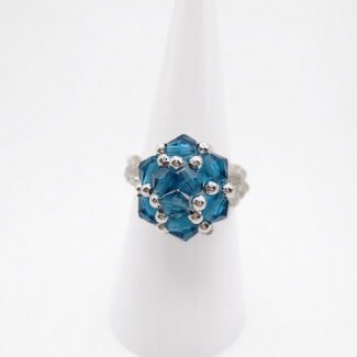 Blue crystal ring handmade handcrafted