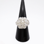 White pearl crystal ring handmade handcrafted