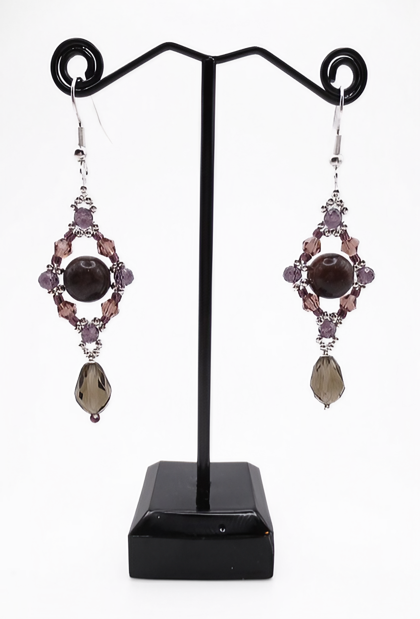 Tourmaline dangling gemstone crystal earrings jewelry jewellery handmade