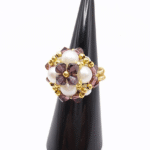 White pearl purple crystals ring jewelry jewellery handmade