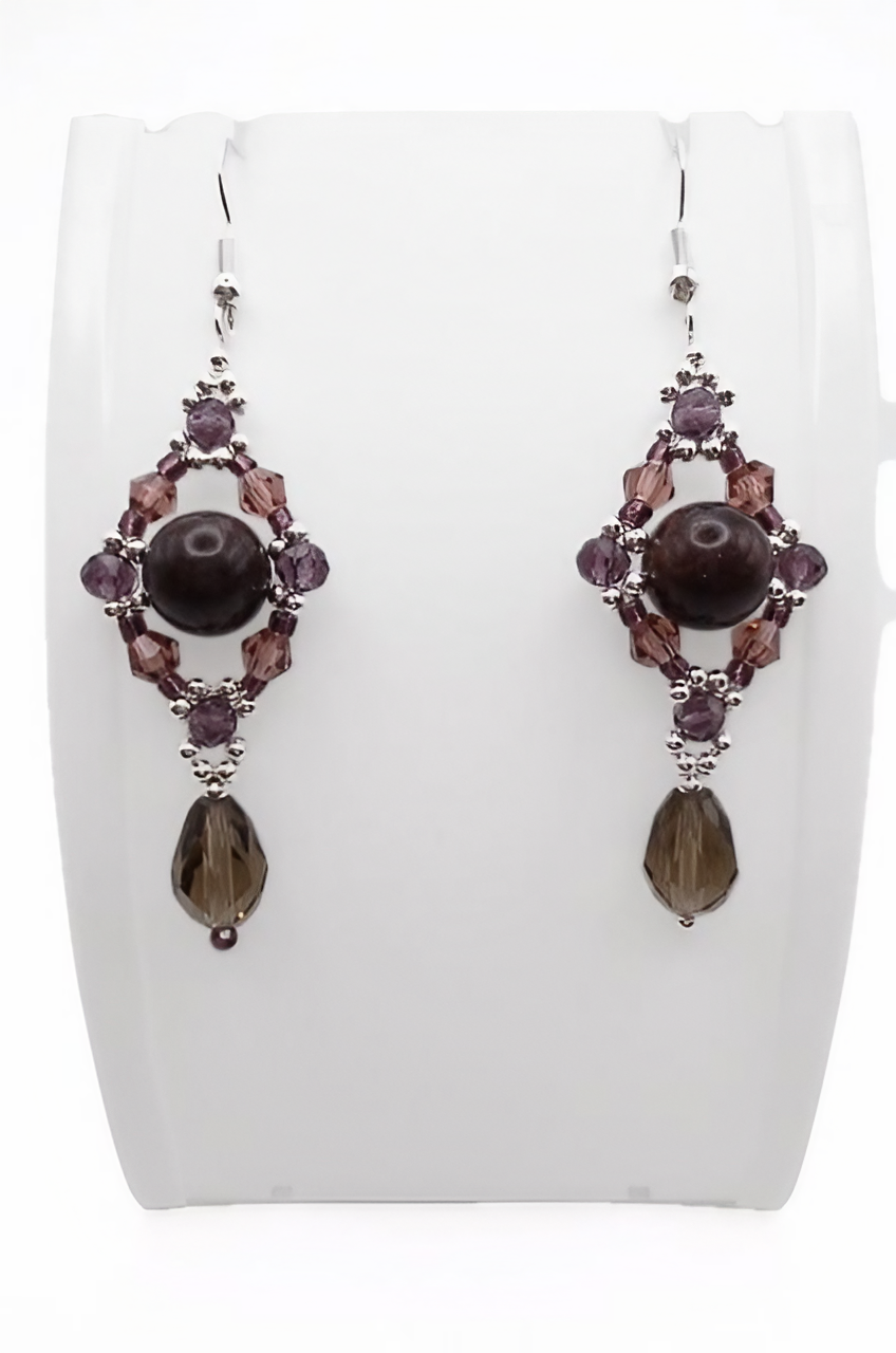 Tourmaline dangling gemstone crystal earrings jewelry jewellery handmade