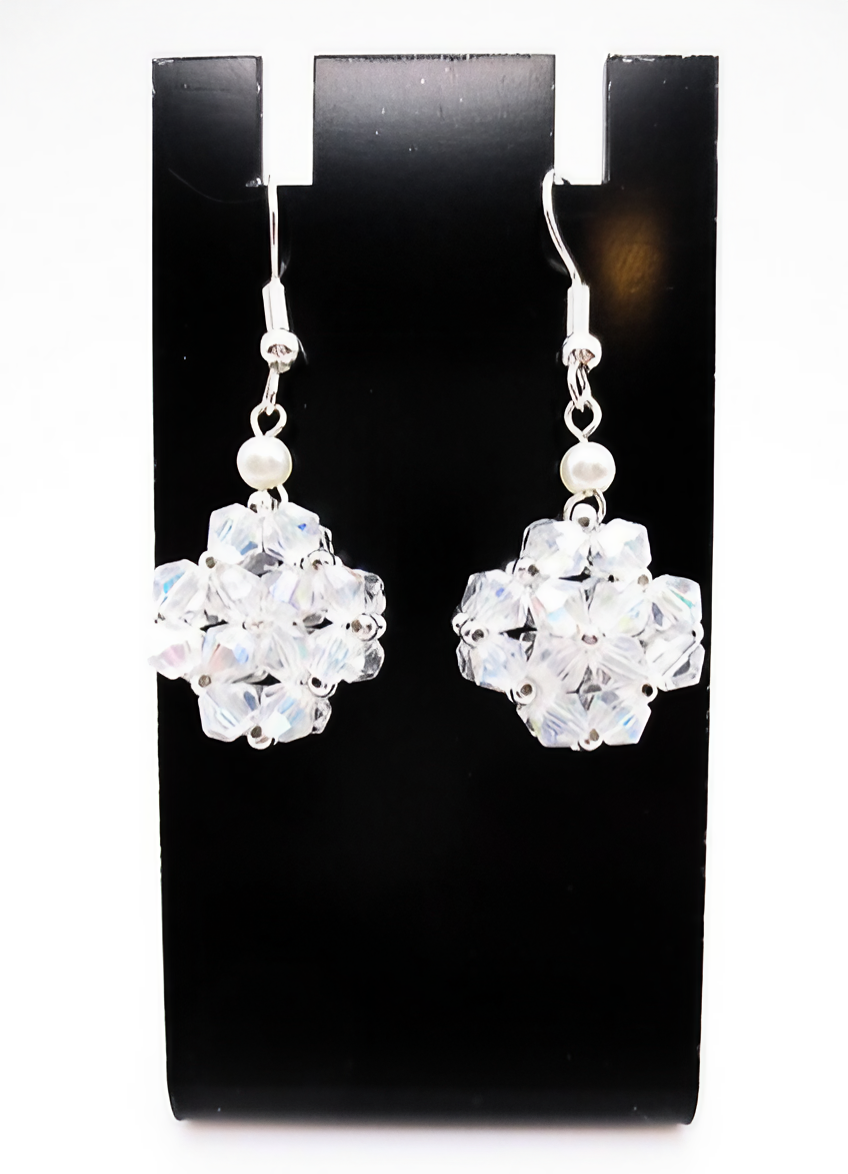 White Crystal earrings jewelry jewellery handmade