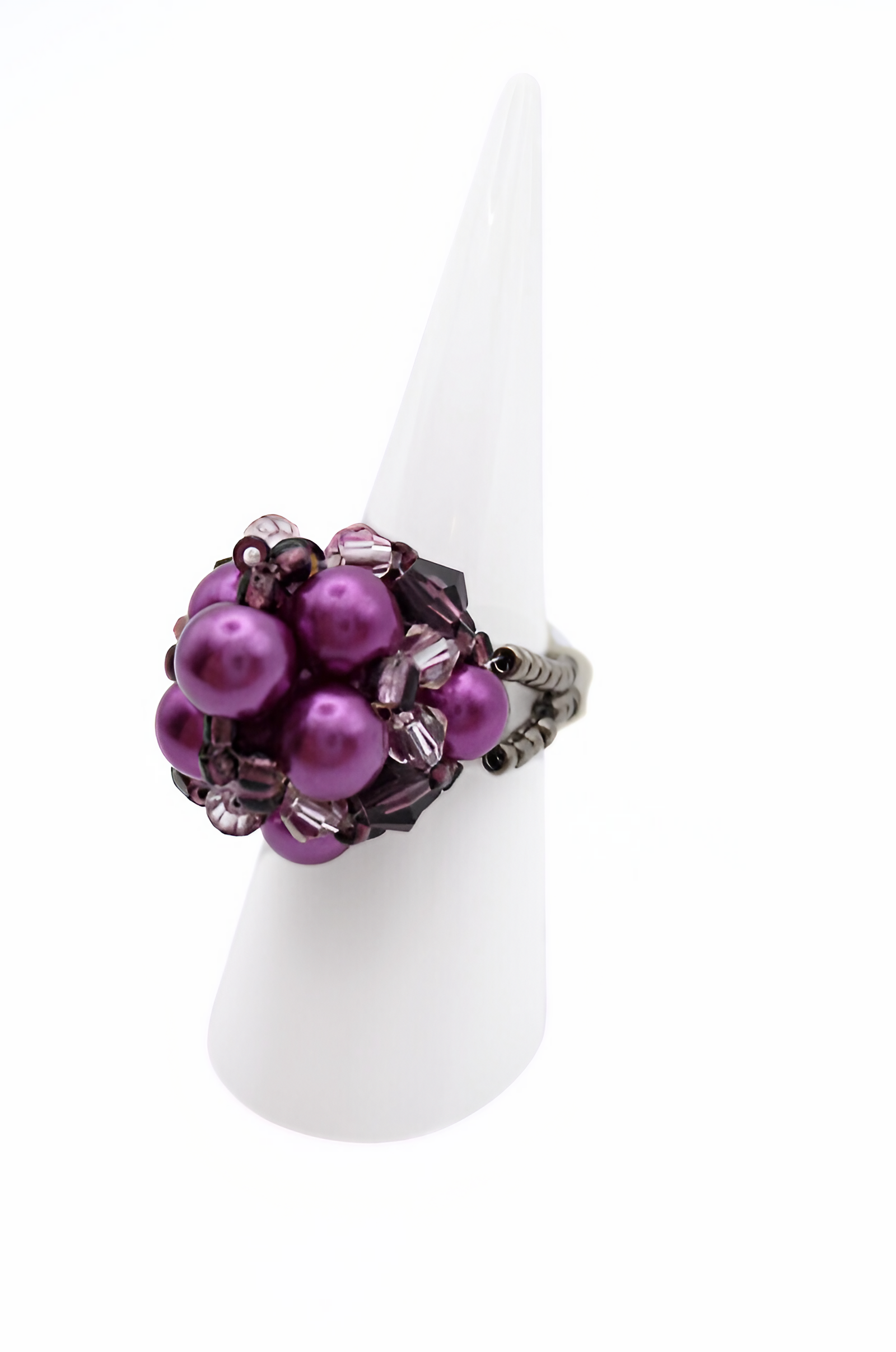 Ring Purple pearls crystal handmade jewellery jewelry