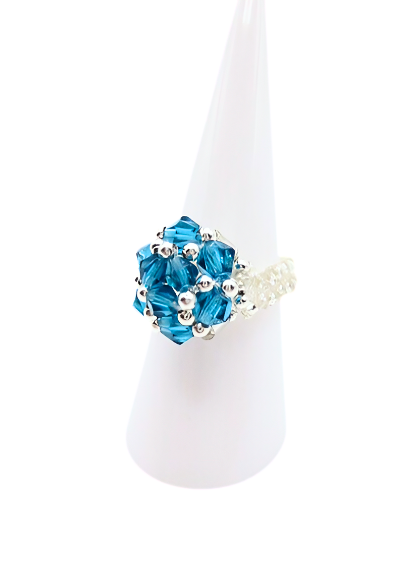 Blue crystal ring handmade handcrafted