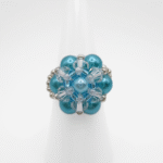 Blue pearl crystal ring handmade handcrafted