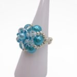 Blue pearl crystal ring handmade handcrafted