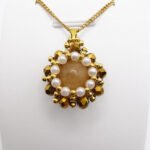 Pendant - Gold tourmaline pearl crystal jewelry jewellery
