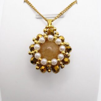 Pendant - Gold tourmaline pearl crystal jewelry jewellery