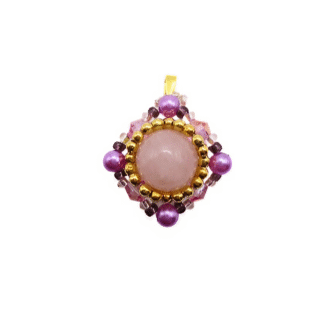 Pendant - Rose quartz crystals diamond shape
