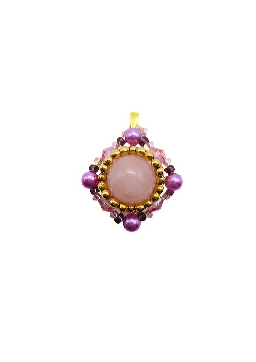 Pendant - Rose quartz crystals diamond shape